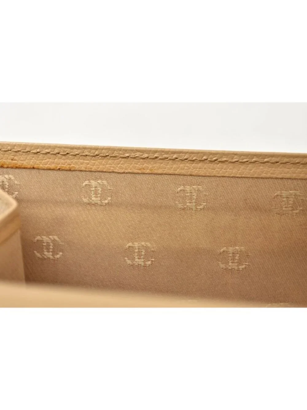 Chanel Wallet Coco Button Bifold Leather Beige